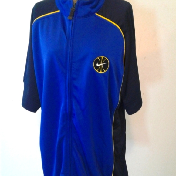 Vintage 90s Nike Basketball Shooting Warm Up Zip Jacket Jersey Shirt spell out L - Picture 1 of 7